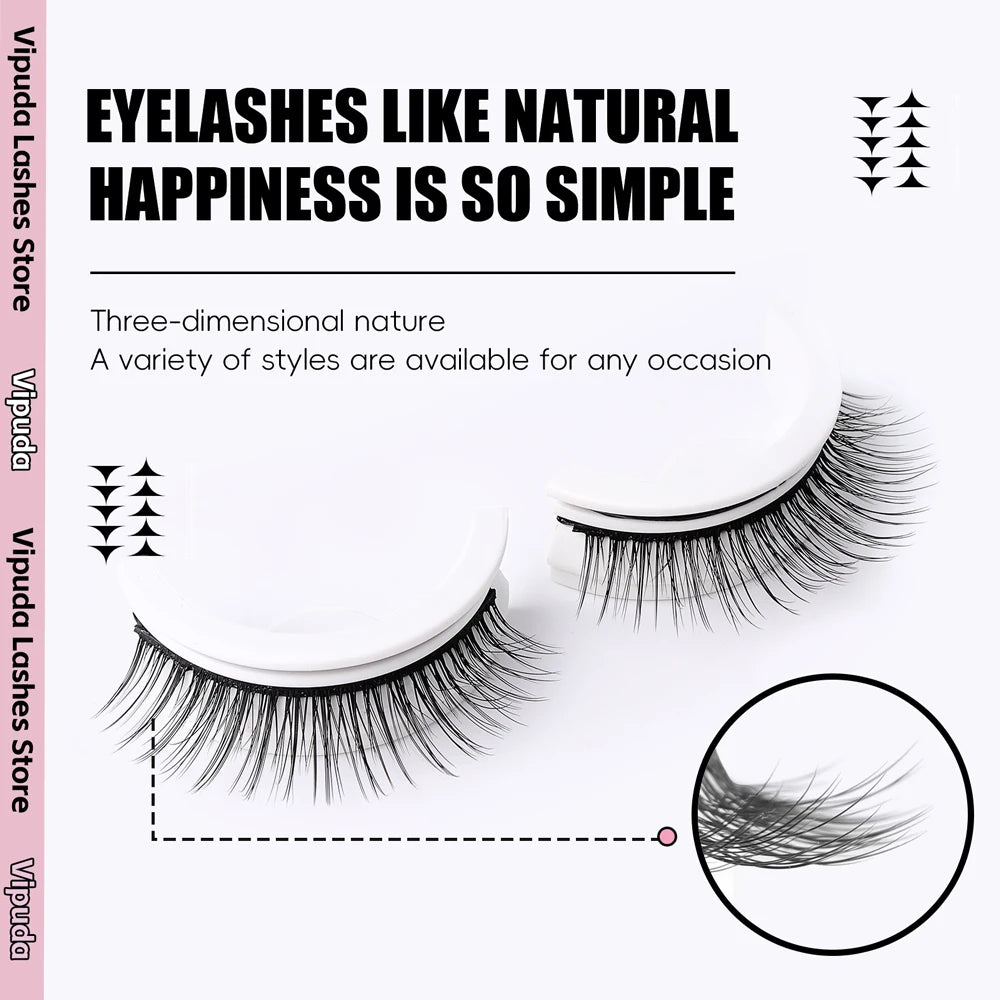 1Pair Reusable Self-Adhesive False Eyelashes Full Strip