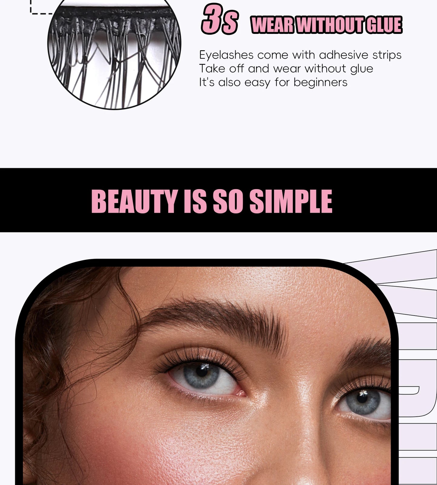 1Pair Reusable Self-Adhesive False Eyelashes Full Strip