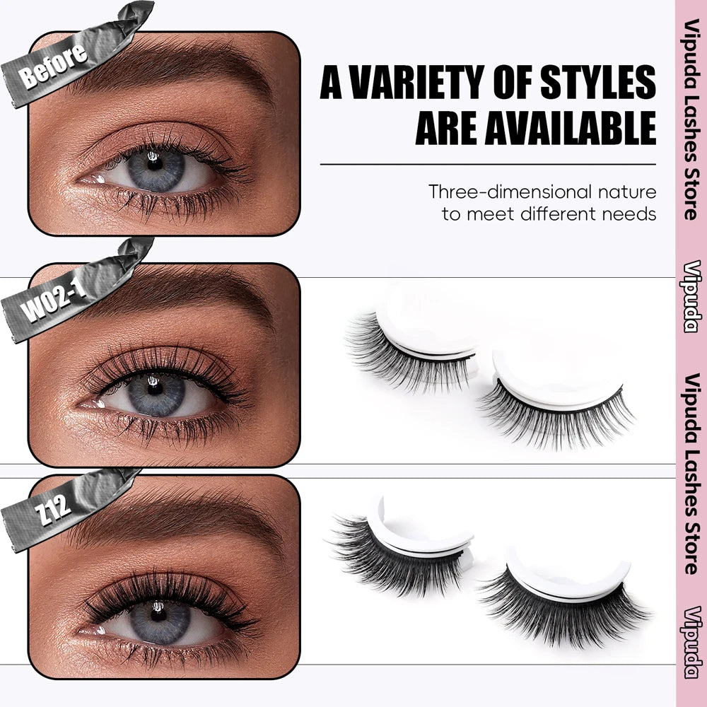 1Pair Reusable Self-Adhesive False Eyelashes Full Strip