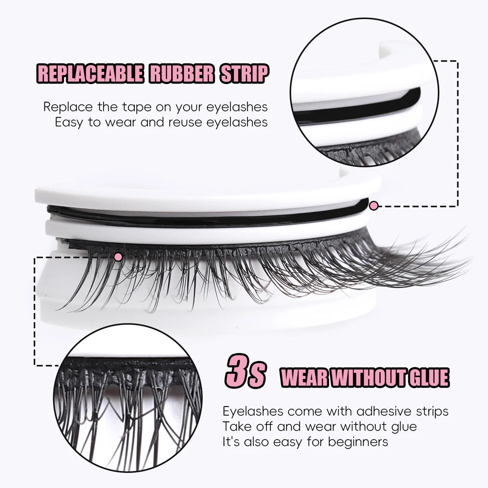 1Pair Reusable Self-Adhesive False Eyelashes Full Strip